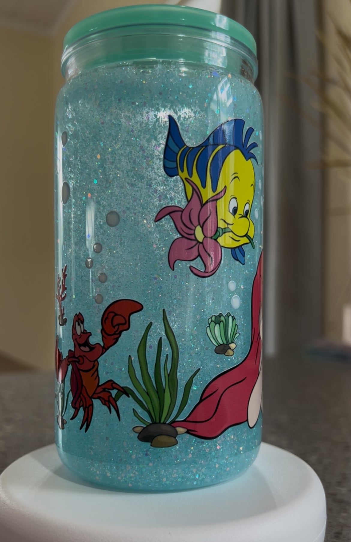 Little Mermaid Snowglobe Glitter Tumbler Acrylic - 16oz