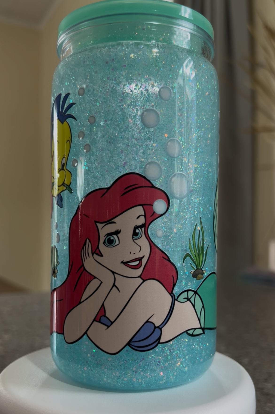 Little Mermaid Snowglobe Glitter Tumbler Acrylic - 16oz