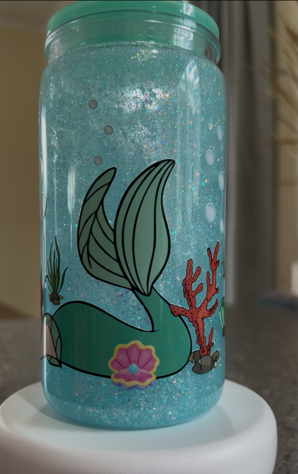 Little Mermaid Snowglobe Glitter Tumbler Acrylic - 16oz