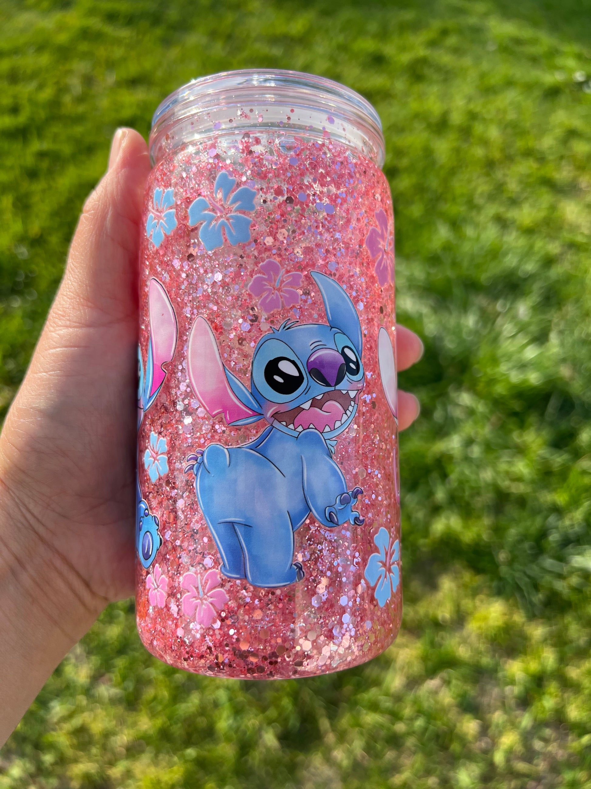 Stitch & Angel Snowglobe Tumbler Acrylic - 16oz