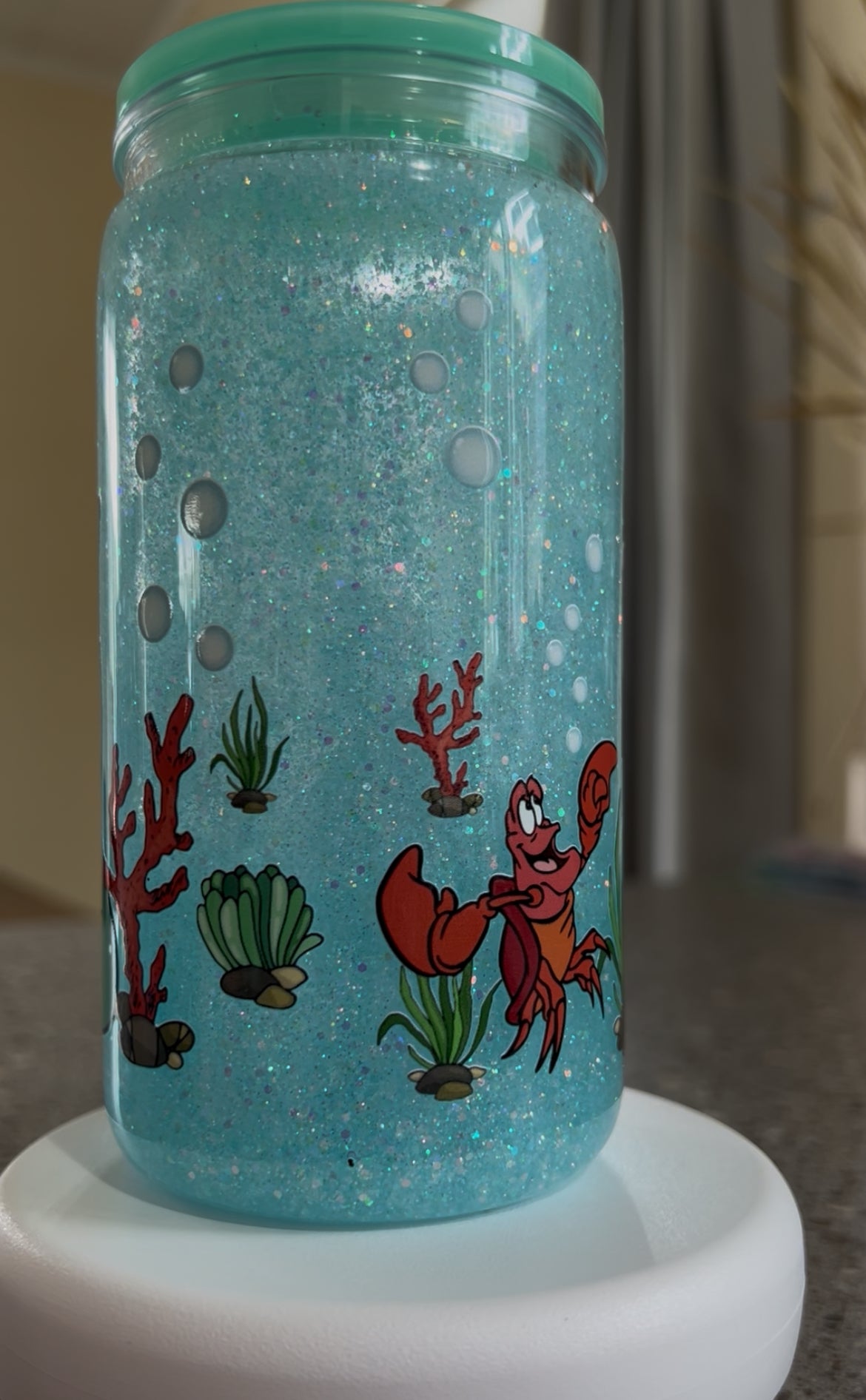 Little Mermaid Snowglobe Glitter Tumbler Acrylic - 16oz