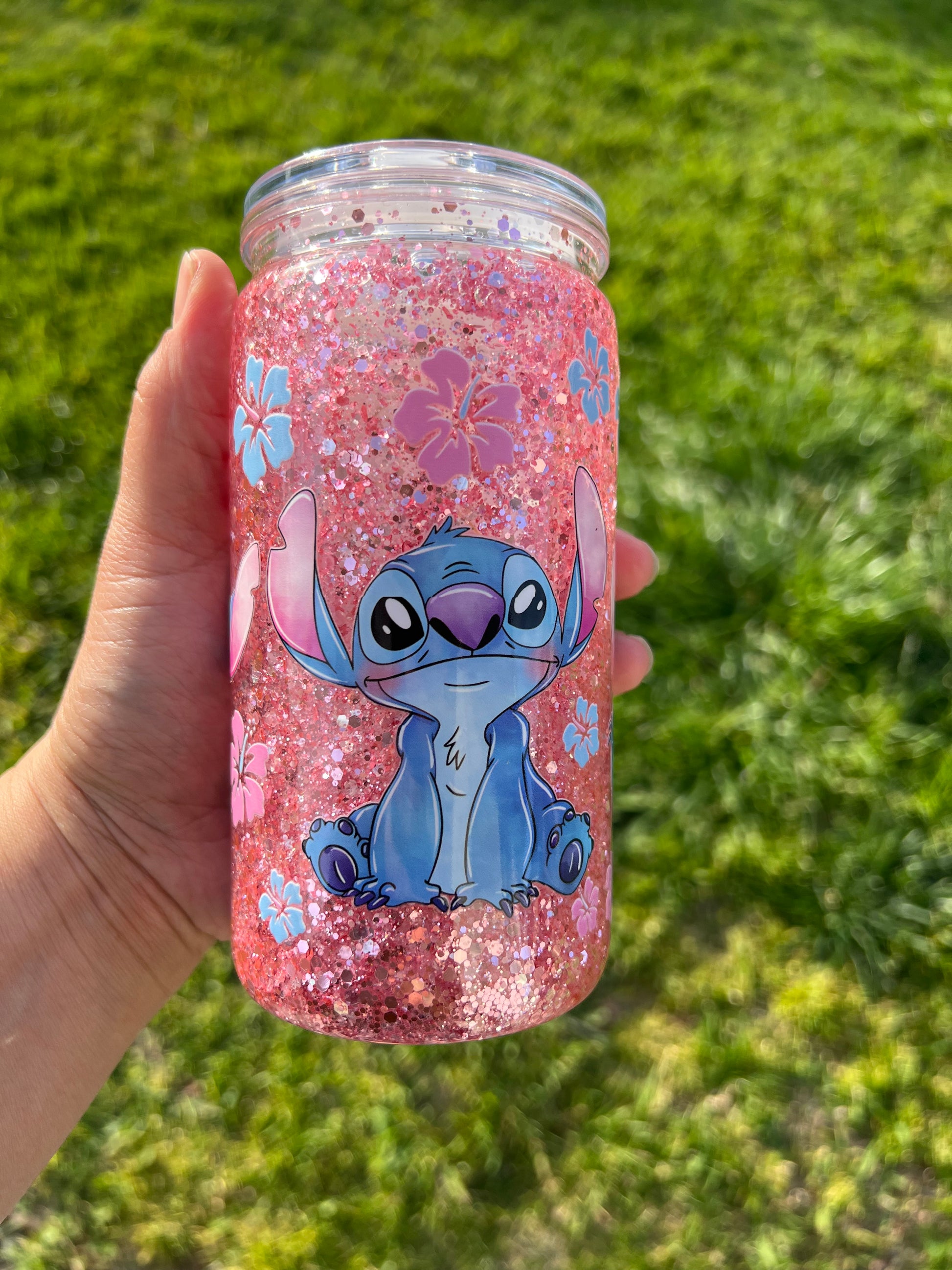 Stitch & Angel Snowglobe Tumbler Acrylic - 16oz