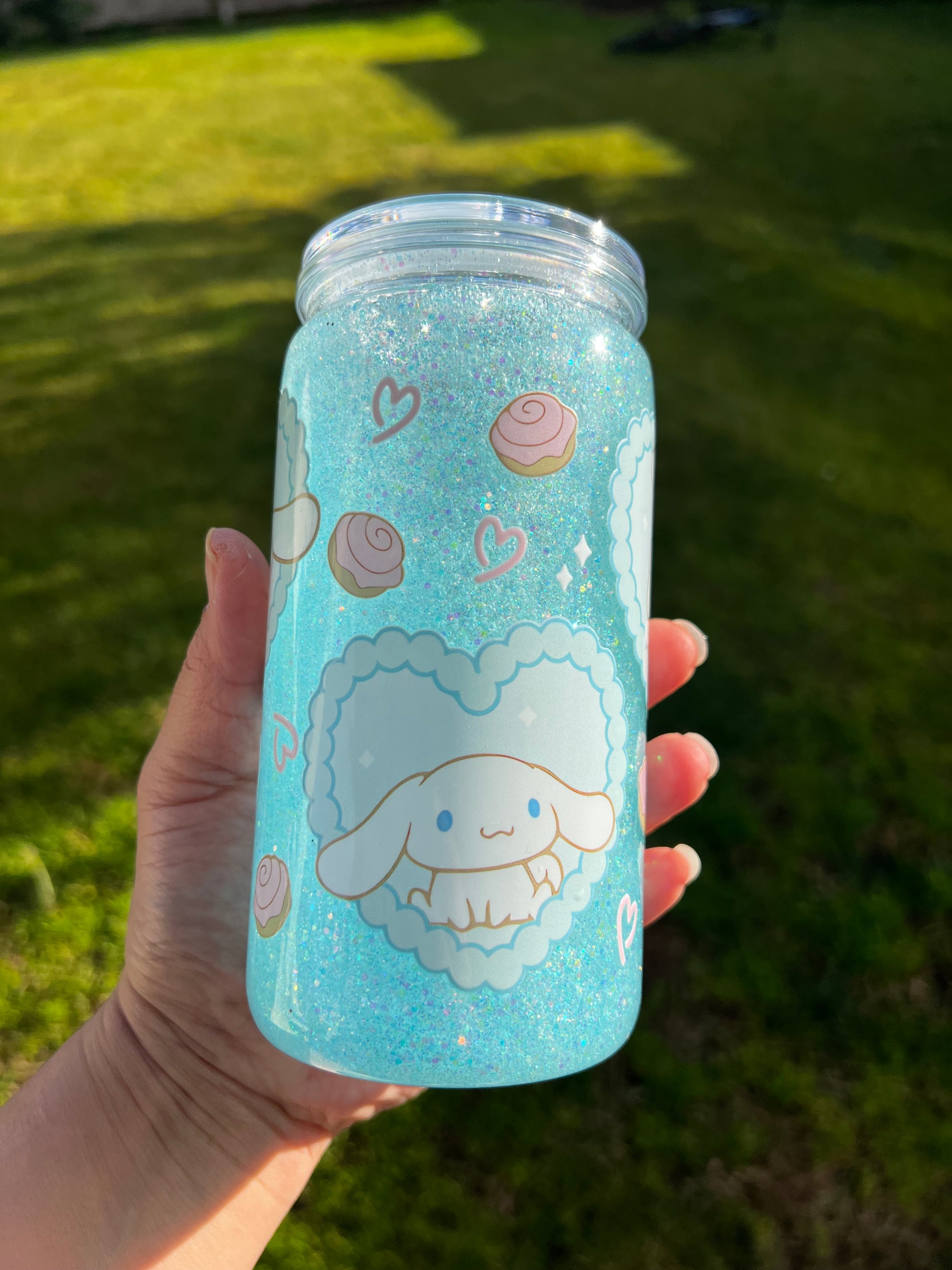 Cinnamoroll Snowglobe Glitter Tumbler Acrylic - 16oz