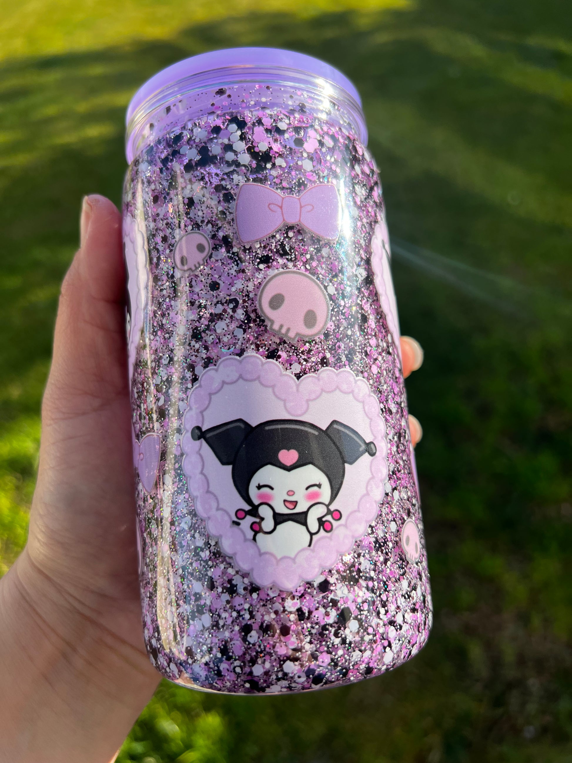 Kuromi Snowglobe Glitter Tumbler Acrylic 16oz