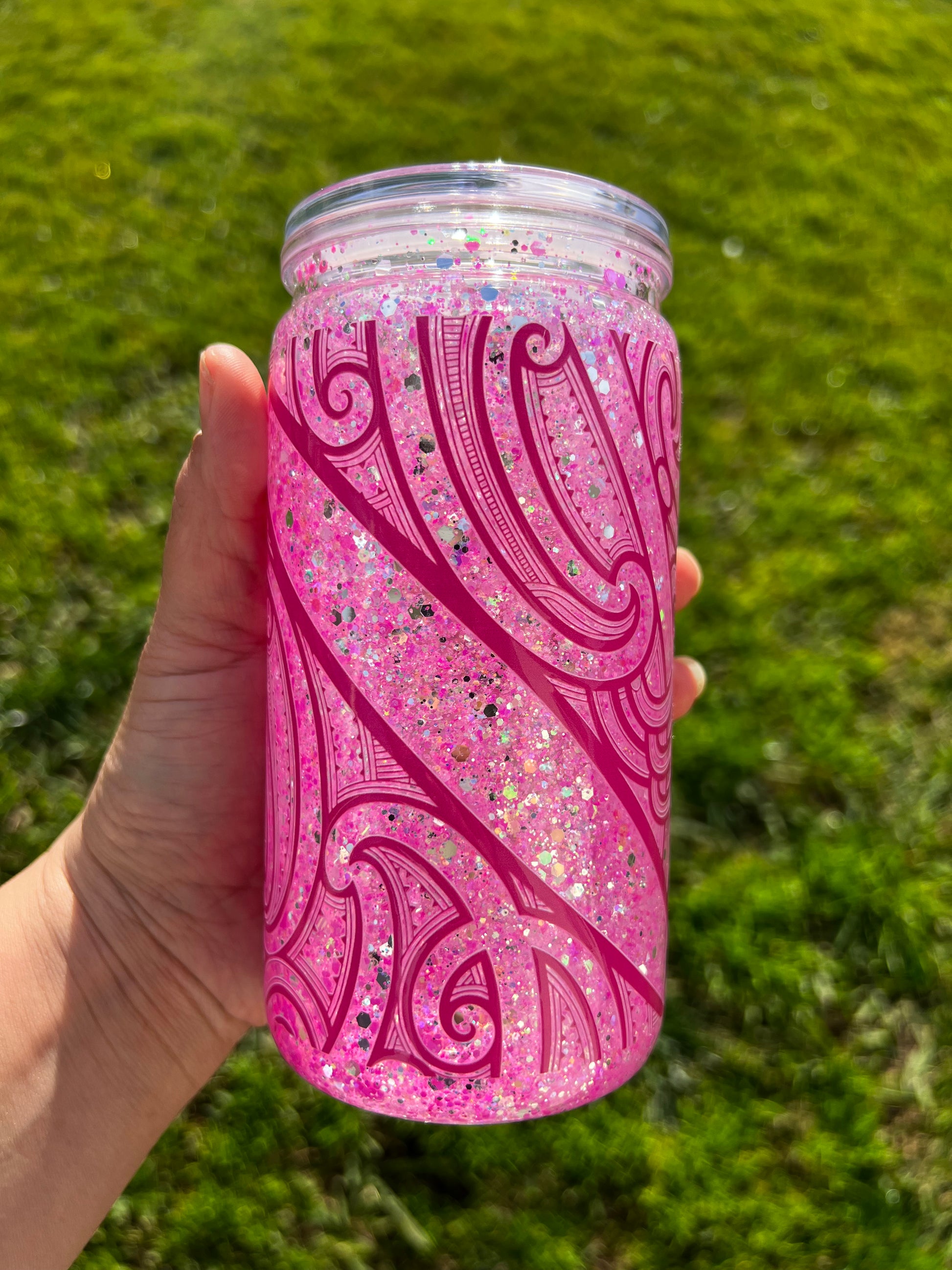 Pink Sugar Snowglobe Tumbler Acrylic - 16oz