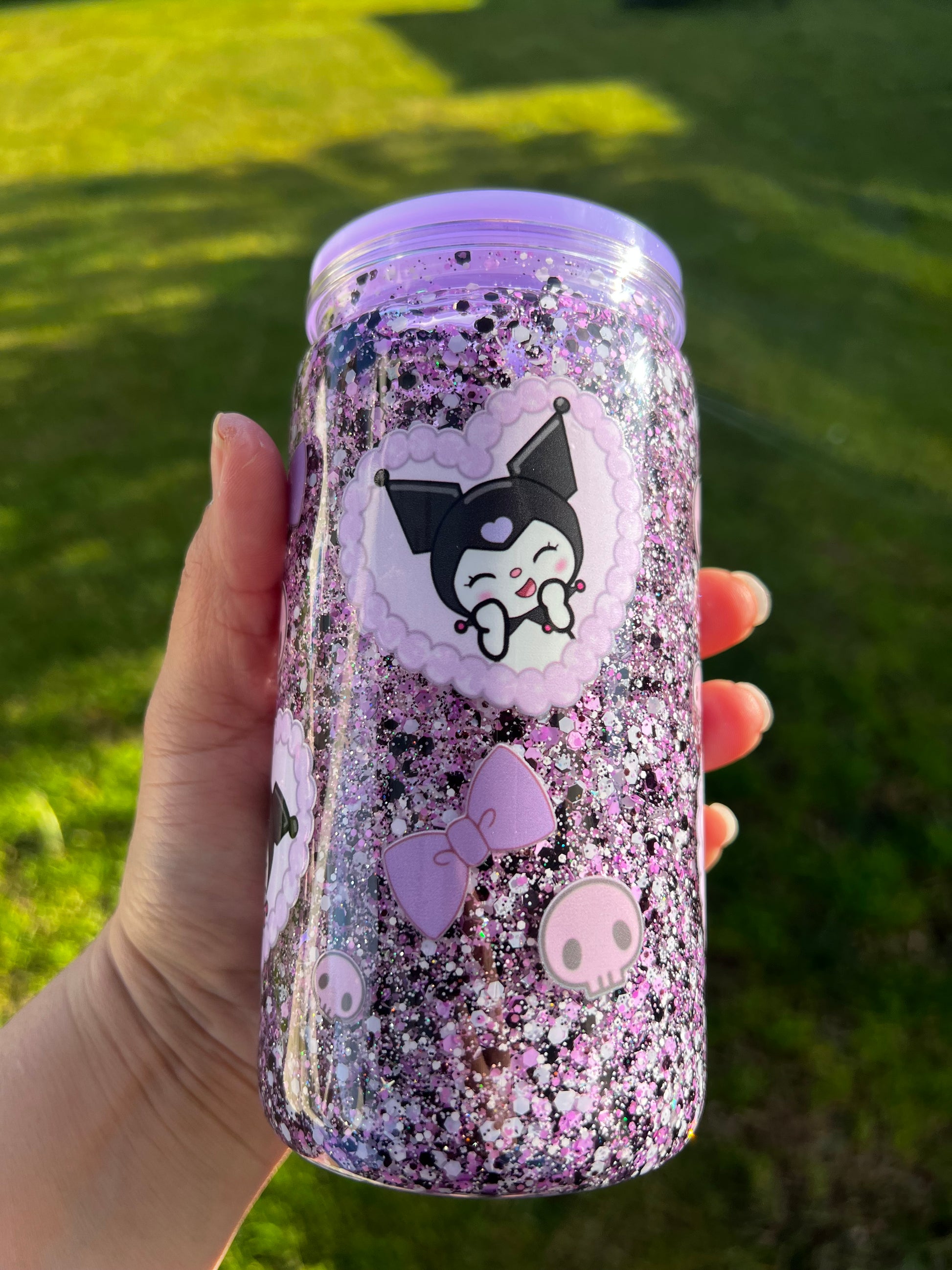 Kuromi Snowglobe Glitter Tumbler Acrylic 16oz