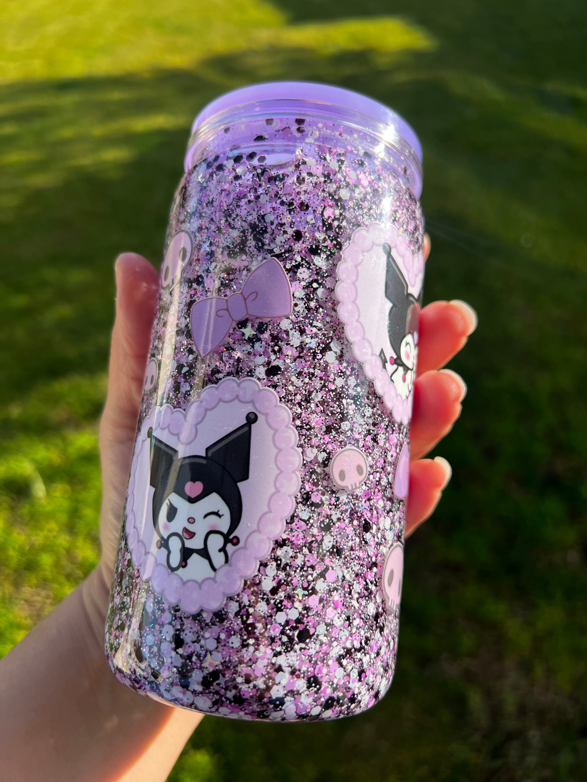 Kuromi Snowglobe Glitter Tumbler Acrylic 16oz