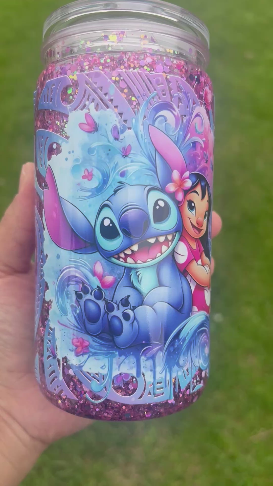 Lilo & Stitch Snow Globe Tumbler 16oz - Acrylic